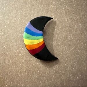Pride Rainbow and Black Moon Brooch